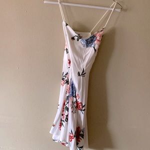 Flower off white dress.with thin straps